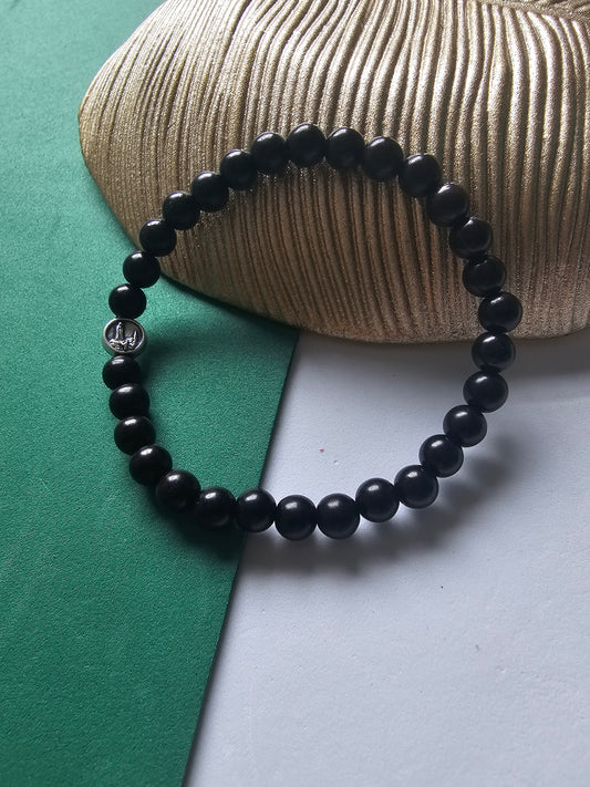 Pulseira em Madeira com Nossa Senhora de Fátima