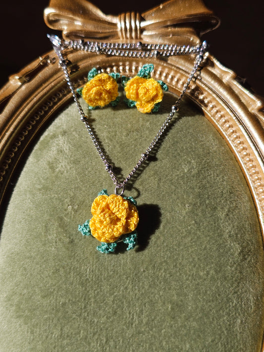 Conjunto Rosas - Amarelas - em Croché