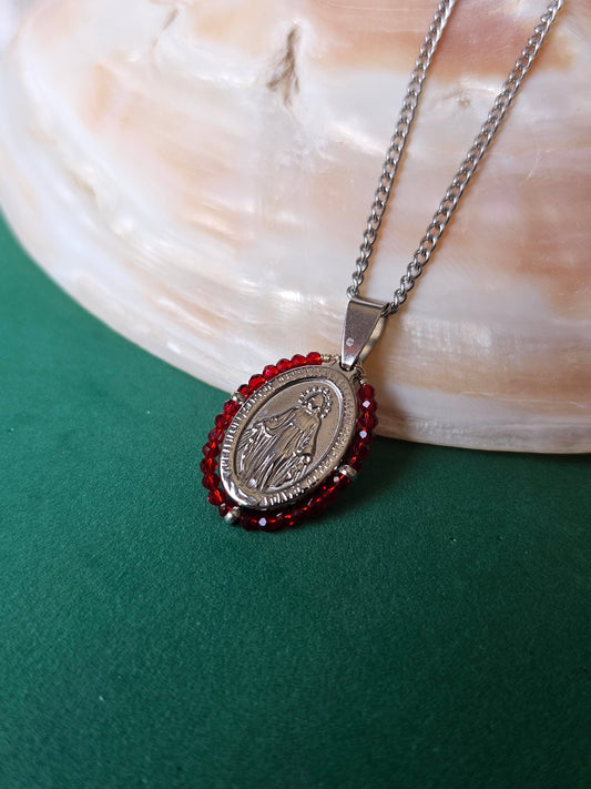 Colar Santa - Medalha  Milagrosa - Vermelho