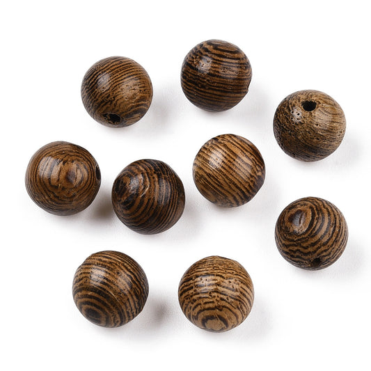 Contas de Madeira Natural Wengué, Redondas, Castanho Cocô, 8mm