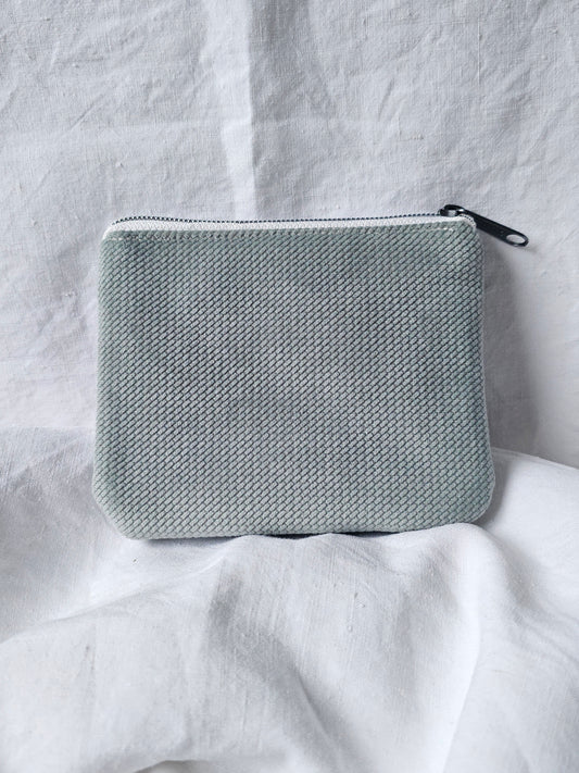 Bolsinha simples Porta-Moedas - Veludo Verde Água