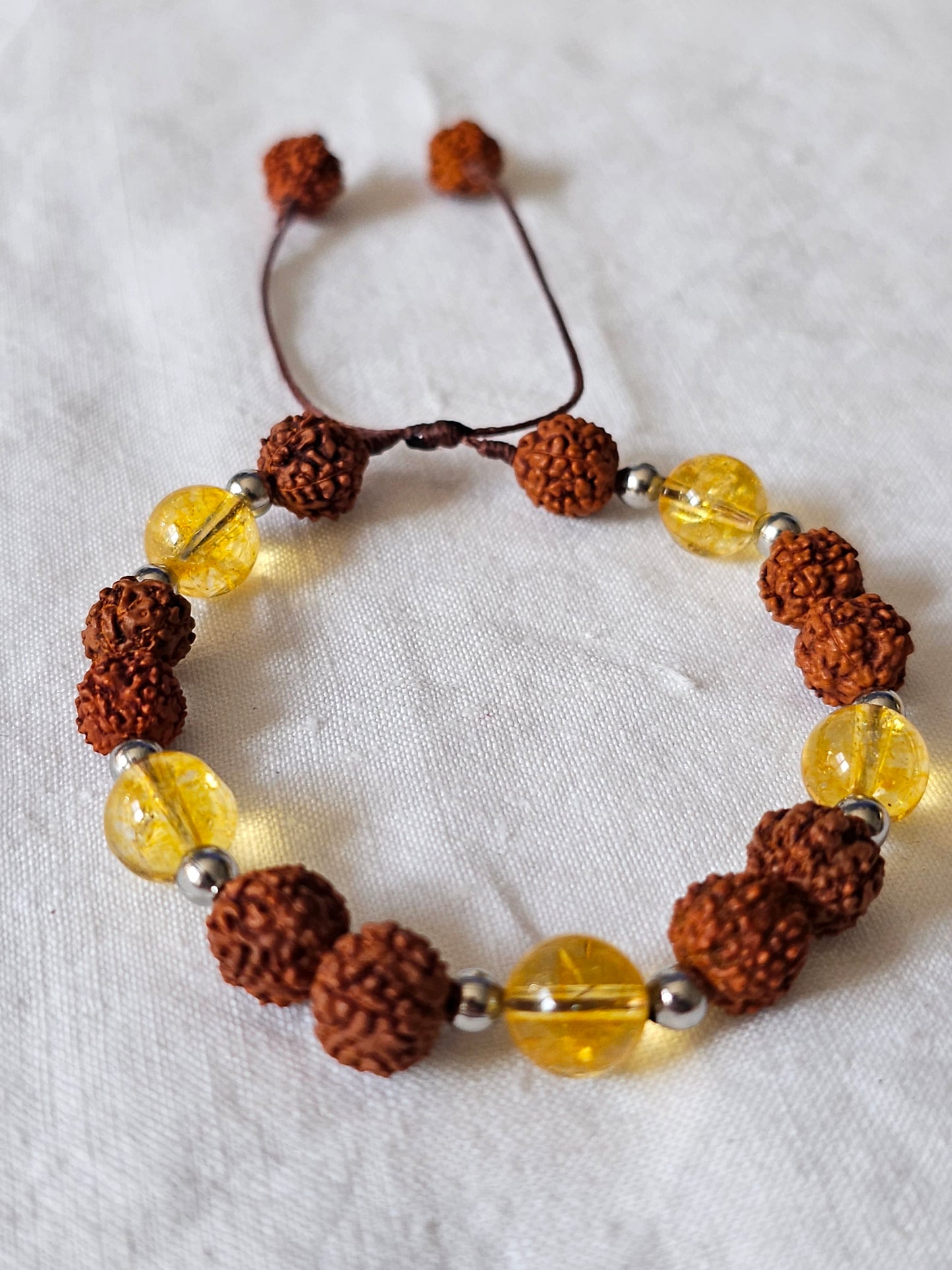Pulseira Rudraksha e Citrino