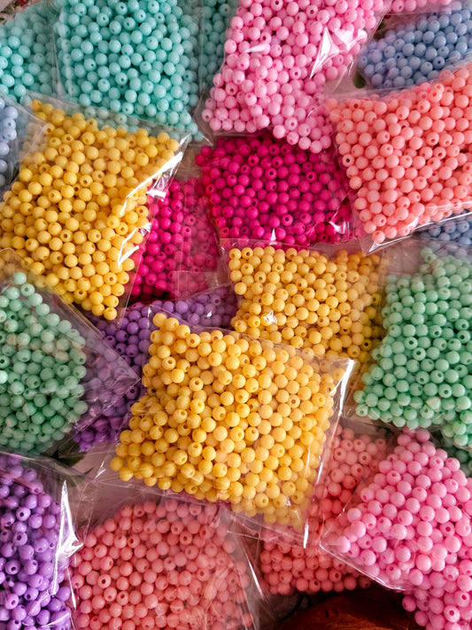 Contas acrílicas opacas, redondas, 6x5 mm, 50 g