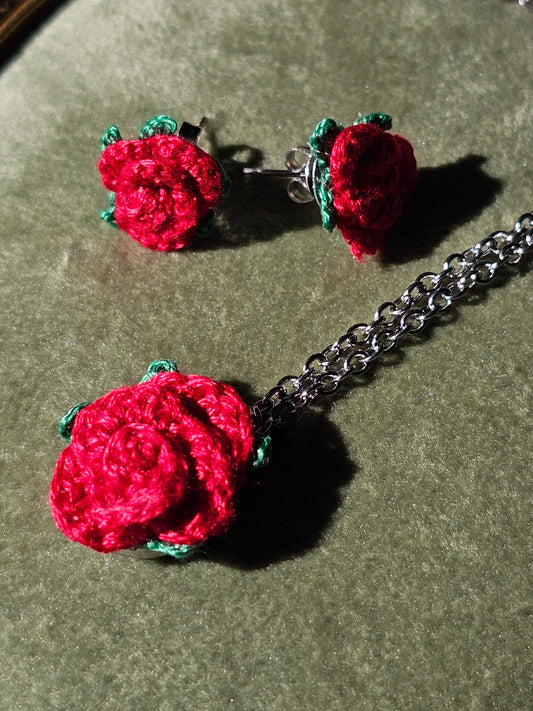 Conjunto Rosas - Vermelhas - em Croché
