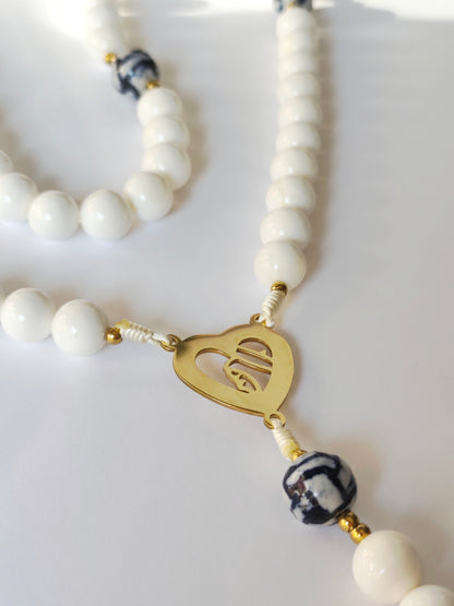 Terço Lembrança de Portugal com Contas de Nacár e Porcelana