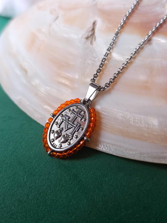 Colar Santa - Medalha  Milagrosa - Laranja