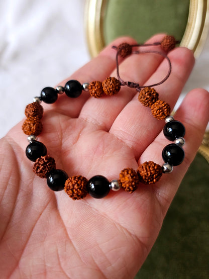 Pulseira Rudraksha e Ónix