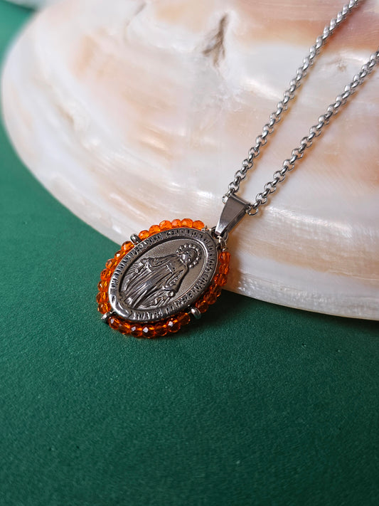 Colar Santa - Medalha  Milagrosa - Laranja
