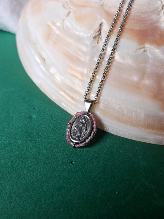 Colar Santa Pequena - Medalha Milagrosa - Rosa