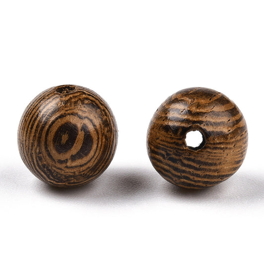 Contas de Madeira Natural Wengué, Redondas, Castanho Cocô, 8mm